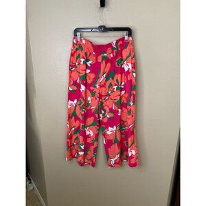 Counterparts Womens Floral Wide-Leg Pants M Elastic Waist Lightweight Rayon